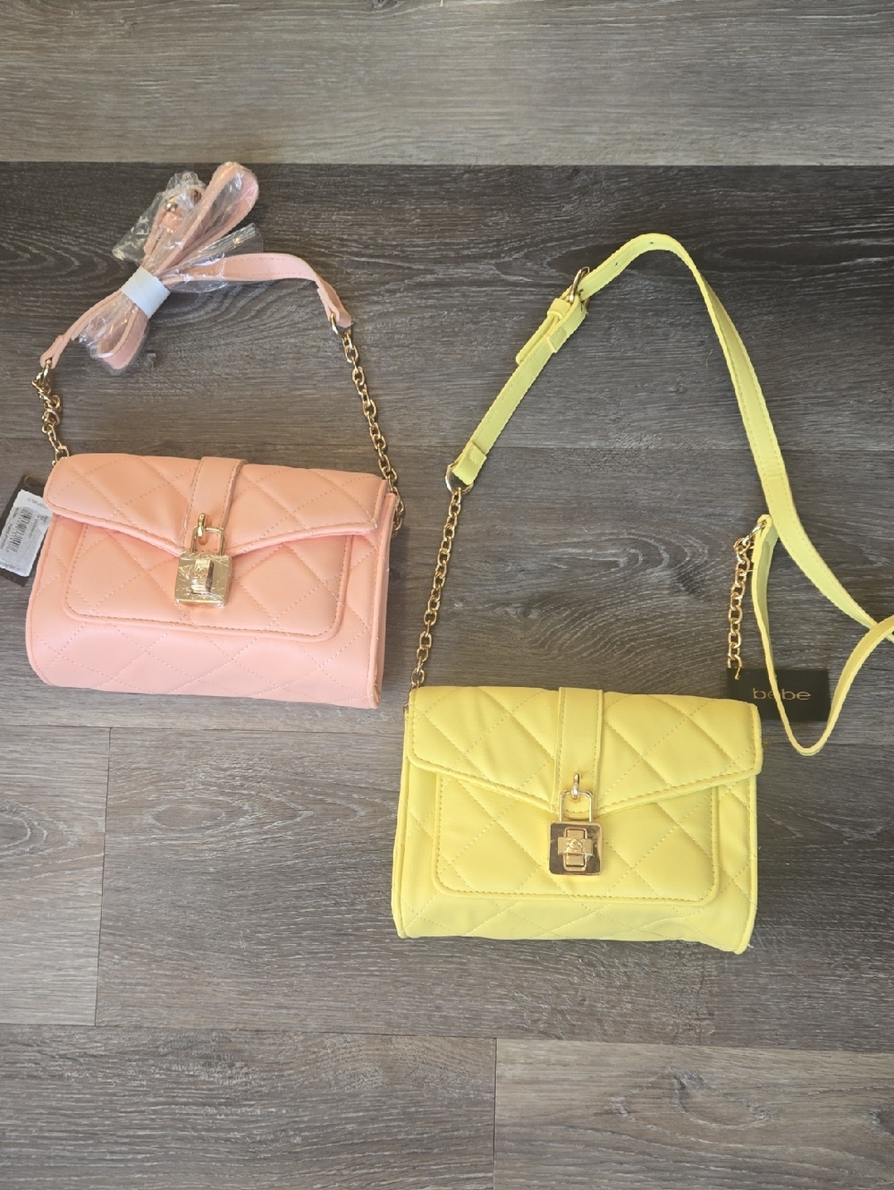 Bebe Quilted Crossbody Bag - Pink and Yellow Brand NEW 59 FOR BOTH
